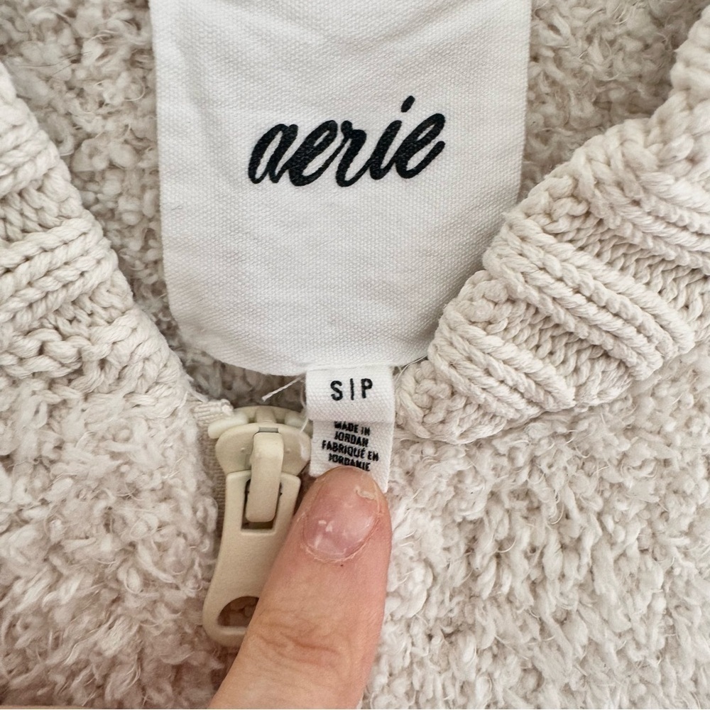 Aerie Soft Cream OVERSIZED RECYCLED FABRIC Full Zip Sherpa Cardigan S - Picture 15 of 16